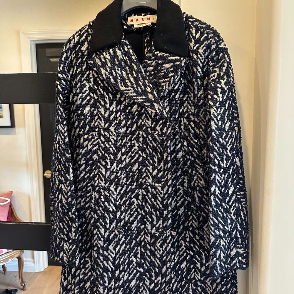 MARNI Blue, Gold, and Black Coat - Made in Italy